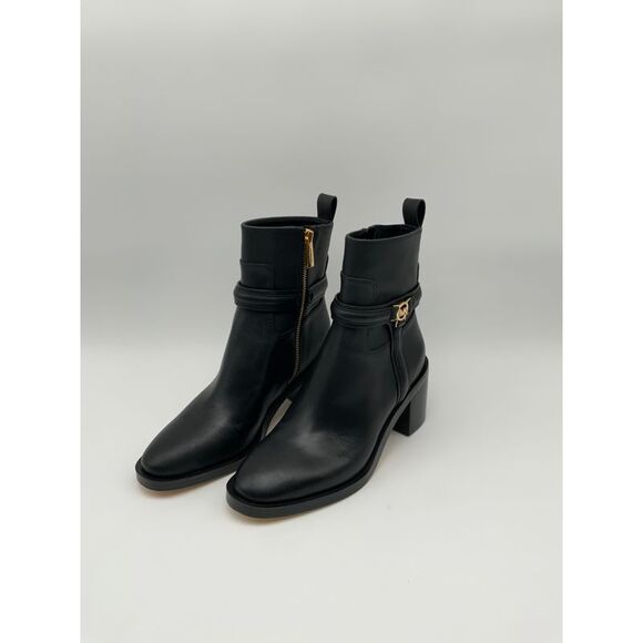Michael Kors Women's Mindy Leather Ankle Boot Black Shoes 6 - Picture 2 of 2